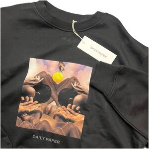 Daily Paper Mens Terry Sweatshirt Crew Neck‎ Black Small Oversized Landscape New